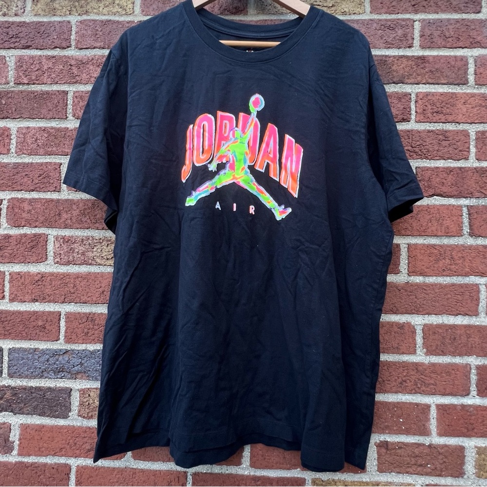 Nike Air Jordan Jumpman Logo Shirt Tee CZ8383-010 Black Multicolor Mens Size XXL